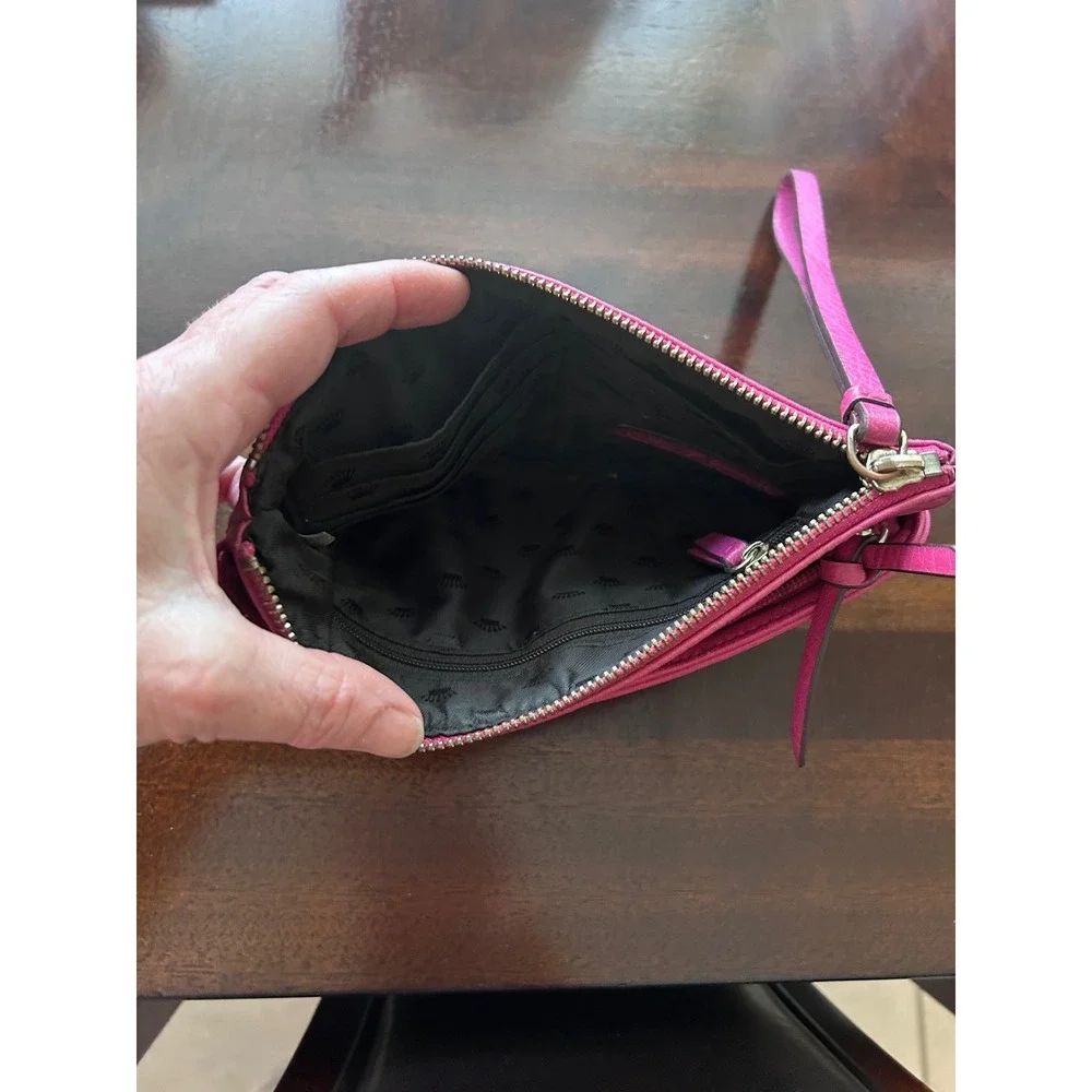 Vintage Juicy Couture Hot Pink Wristlet Clutch Pouch Purse Embellished‎ 